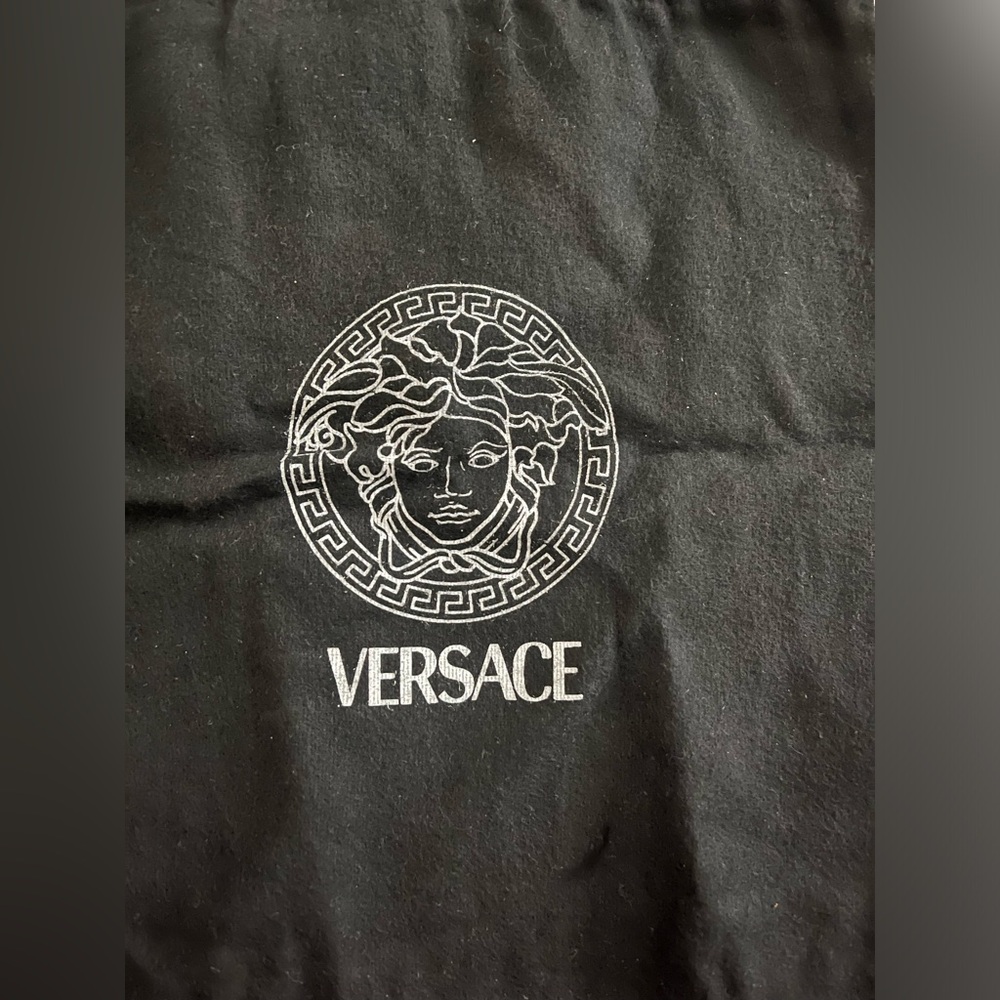 White Versace Embossed Monogram Shoulder Bag + Du… - image 8